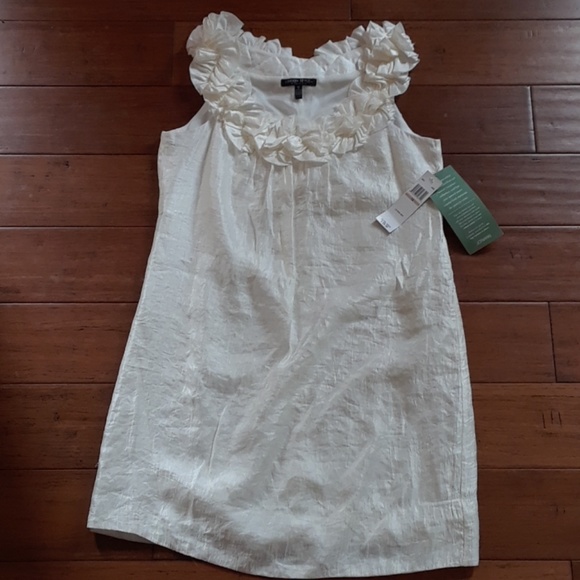 London Style SALE NWT white ruffle dress sz 12 - Picture 2 of 8